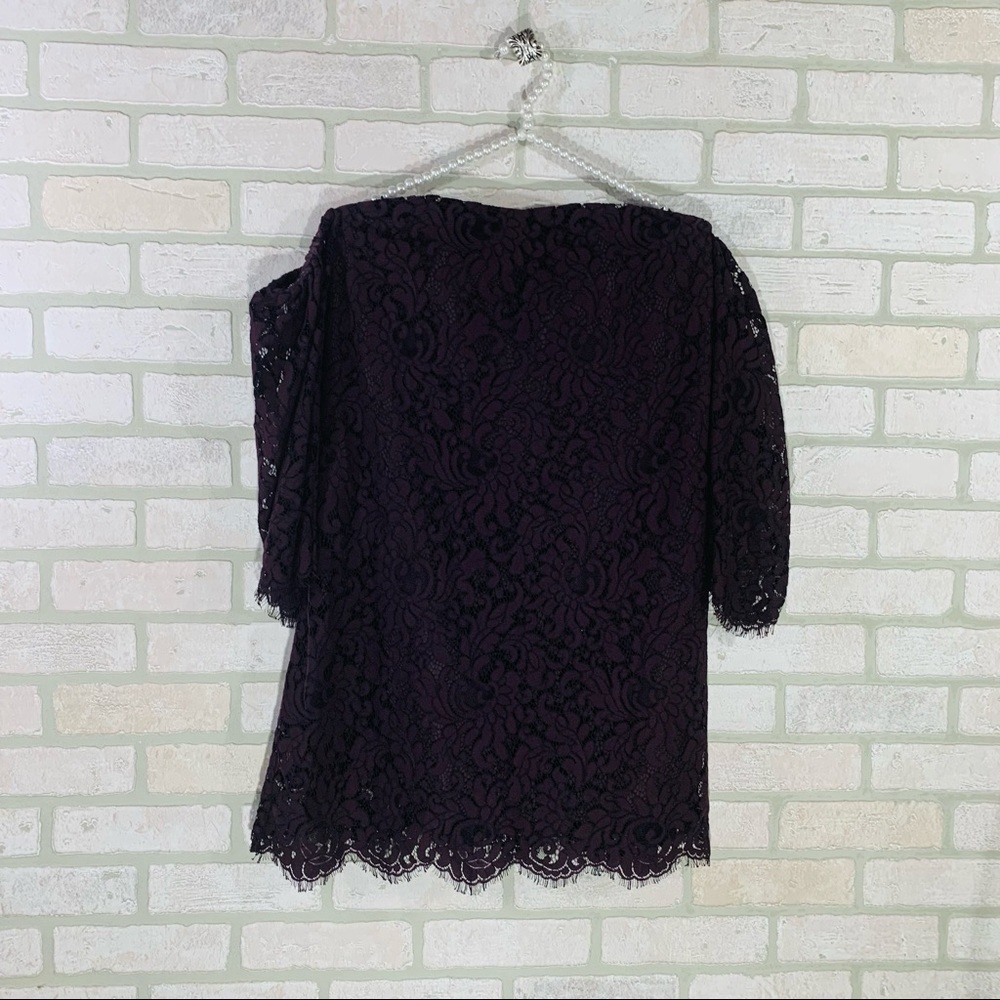 Cupcakes and Cashmere Adalira Off The Shoulder Lace Dress in Aubergine Size 2 - Picture 3 of 10
